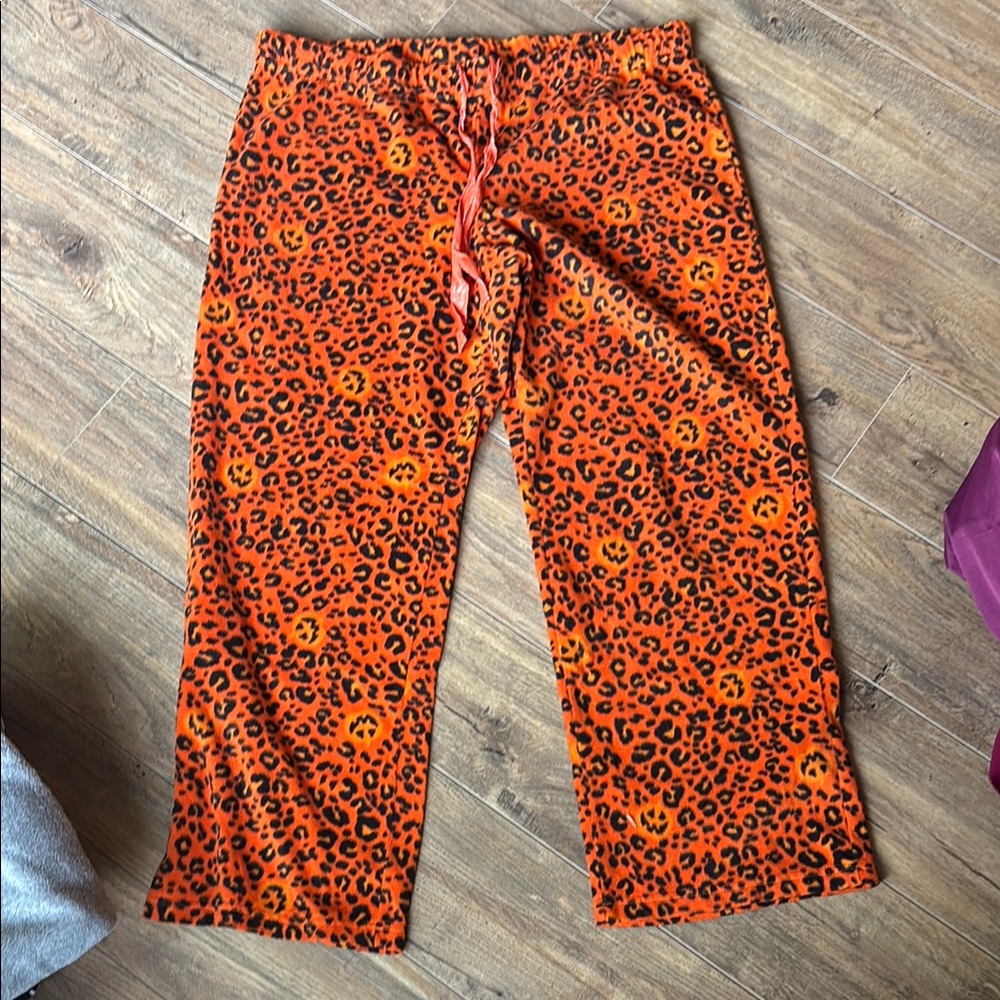 Leopard Print/pumpkin pajama pants
